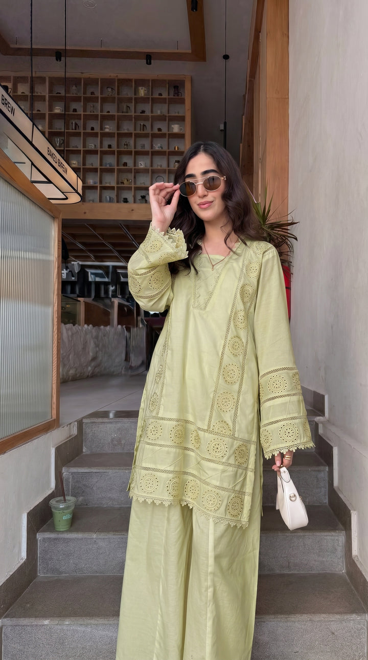 Pistachio Embroidered Co-ord