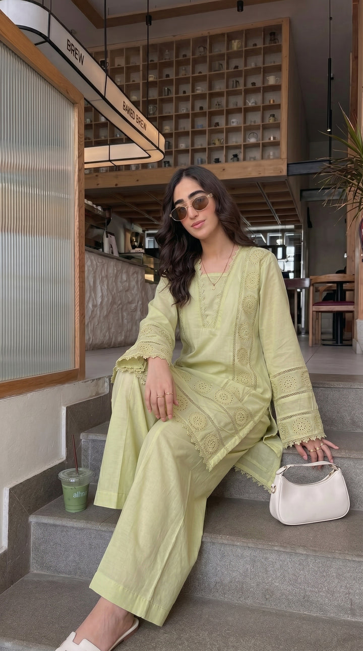 Pistachio Embroidered Co-ord