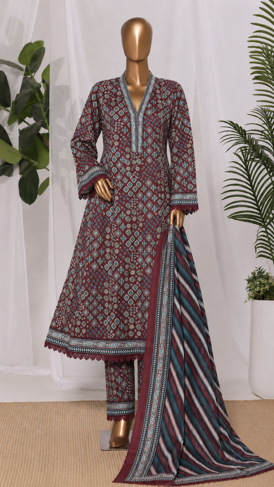 Printed Frock 3pc - RTW